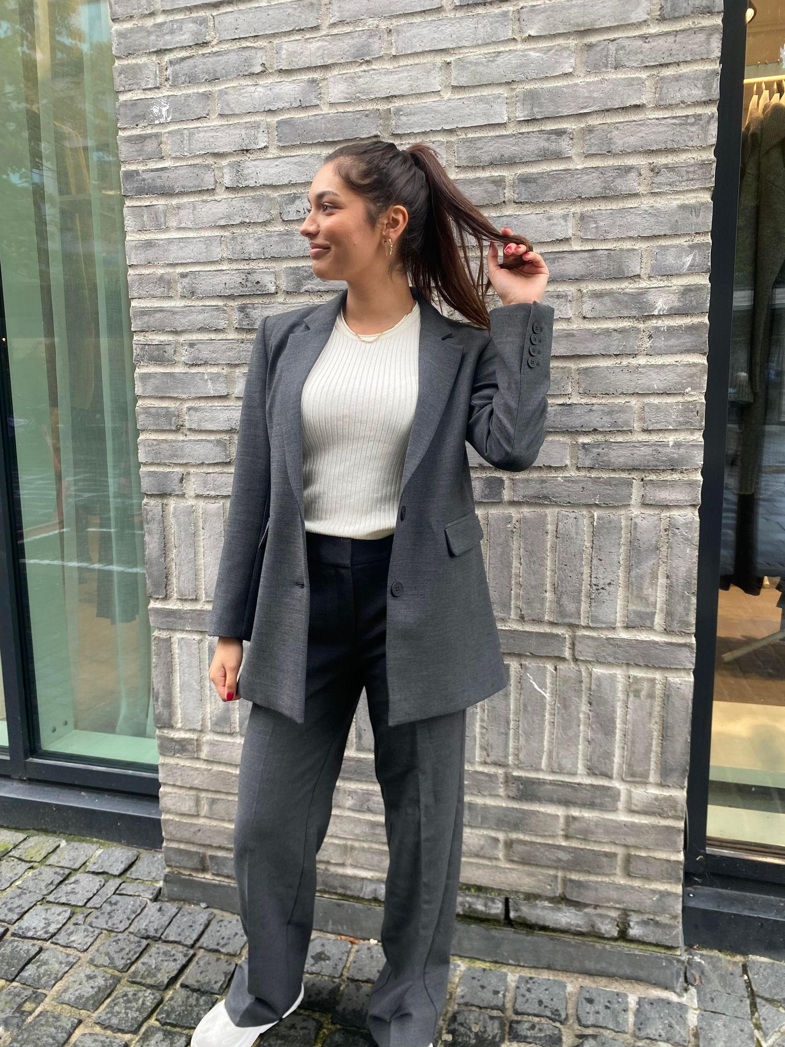 Rita Blazer - Grå/ Dark Grey Melange